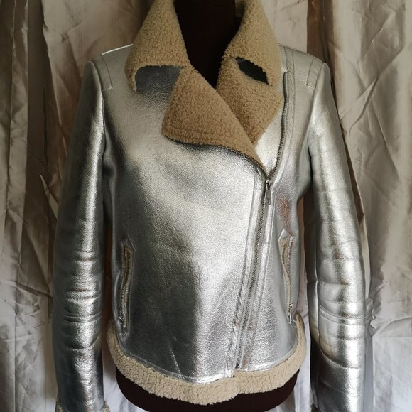 Vero Moda Kamia moto jacket. Silver, size smal - Picture 1 of 3